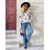 imageZeagoo Womens 2025 Fall V Neck Sweater Trendy Long Sleeve Casual Lightweight Ribbed Knit Pullover TopsBowknot White