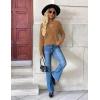 imageZeagoo Womens 2025 Fall V Neck Sweater Trendy Long Sleeve Casual Lightweight Ribbed Knit Pullover TopsBrown