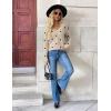 imageZeagoo Womens 2025 Fall V Neck Sweater Trendy Long Sleeve Casual Lightweight Ribbed Knit Pullover TopsPolka Dotkhaki