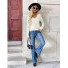 imageZeagoo Womens 2025 Fall V Neck Sweater Trendy Long Sleeve Casual Lightweight Ribbed Knit Pullover TopsWhite
