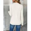 imageZeagoo Womens 2025 Fall V Neck Sweater Trendy Long Sleeve Casual Lightweight Ribbed Knit Pullover TopsWhite