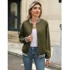 imageZeagoo Womens Bomber Jacket Casual Coat Zip Up Outerwear Windbreaker with Pockets SXXLArmy Green Stripes
