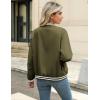 imageZeagoo Womens Bomber Jacket Casual Coat Zip Up Outerwear Windbreaker with Pockets SXXLArmy Green Stripes