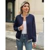 imageZeagoo Womens Bomber Jacket Casual Coat Zip Up Outerwear Windbreaker with Pockets SXXLNavy Stripes
