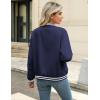 imageZeagoo Womens Bomber Jacket Casual Coat Zip Up Outerwear Windbreaker with Pockets SXXLNavy Stripes