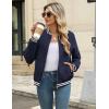 imageZeagoo Womens Bomber Jacket Casual Coat Zip Up Outerwear Windbreaker with Pockets SXXLNavy Stripes