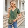 imageZeagoo Womens Short Sleeve Tops Summer Henley VNeck Tshirts Casual Pleated Blouse Dressy Loose Floral Basic Tee01green Ethnic Pattern