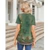 imageZeagoo Womens Short Sleeve Tops Summer Henley VNeck Tshirts Casual Pleated Blouse Dressy Loose Floral Basic Tee01green Ethnic Pattern