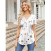 imageZeagoo Womens Short Sleeve Tops Summer Henley VNeck Tshirts Casual Pleated Blouse Dressy Loose Floral Basic Tee01white Floral