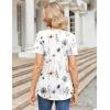 imageZeagoo Womens Short Sleeve Tops Summer Henley VNeck Tshirts Casual Pleated Blouse Dressy Loose Floral Basic Tee01white Floral