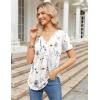 imageZeagoo Womens Short Sleeve Tops Summer Henley VNeck Tshirts Casual Pleated Blouse Dressy Loose Floral Basic Tee01white Floral