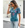 imageZeagoo Womens Short Sleeve Tops Summer Henley VNeck Tshirts Casual Pleated Blouse Dressy Loose Floral Basic TeeBf111