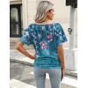 imageZeagoo Womens Short Sleeve Tops Summer Henley VNeck Tshirts Casual Pleated Blouse Dressy Loose Floral Basic TeeBf111