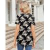 imageZeagoo Womens Short Sleeve Tops Summer Henley VNeck Tshirts Casual Pleated Blouse Dressy Loose Floral Basic TeeBlack Leaf Floral