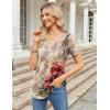 imageZeagoo Womens Short Sleeve Tops Summer Henley VNeck Tshirts Casual Pleated Blouse Dressy Loose Floral Basic TeeKhkai Floral