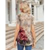 imageZeagoo Womens Short Sleeve Tops Summer Henley VNeck Tshirts Casual Pleated Blouse Dressy Loose Floral Basic TeeKhkai Floral
