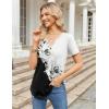 imageZeagoo Womens Short Sleeve Tops Summer Henley VNeck Tshirts Casual Pleated Blouse Dressy Loose Floral Basic TeeWhiteblack Floral