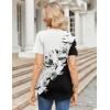 imageZeagoo Womens Short Sleeve Tops Summer Henley VNeck Tshirts Casual Pleated Blouse Dressy Loose Floral Basic TeeWhiteblack Floral