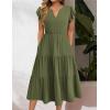 imageZeagoo Womens Summer Casual Dresses Ruffle Sleeve V Neck Midi Dress Flowy Tiered Dress with Pockets Boho SundressesArmy Green
