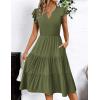 imageZeagoo Womens Summer Casual Dresses Ruffle Sleeve V Neck Midi Dress Flowy Tiered Dress with Pockets Boho SundressesArmy Green