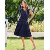 imageZeagoo Womens Summer Casual Dresses Ruffle Sleeve V Neck Midi Dress Flowy Tiered Dress with Pockets Boho SundressesNavy Blue