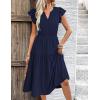 imageZeagoo Womens Summer Casual Dresses Ruffle Sleeve V Neck Midi Dress Flowy Tiered Dress with Pockets Boho SundressesNavy Blue