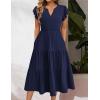 imageZeagoo Womens Summer Casual Dresses Ruffle Sleeve V Neck Midi Dress Flowy Tiered Dress with Pockets Boho SundressesNavy Blue