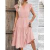imageZeagoo Womens Summer Casual Dresses Ruffle Sleeve V Neck Midi Dress Flowy Tiered Dress with Pockets Boho SundressesPink Round Dot