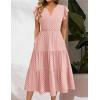 imageZeagoo Womens Summer Casual Dresses Ruffle Sleeve V Neck Midi Dress Flowy Tiered Dress with Pockets Boho SundressesPink Round Dot