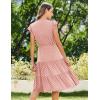 imageZeagoo Womens Summer Casual Dresses Ruffle Sleeve V Neck Midi Dress Flowy Tiered Dress with Pockets Boho SundressesPink Round Dot