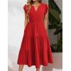 imageZeagoo Womens Summer Casual Dresses Ruffle Sleeve V Neck Midi Dress Flowy Tiered Dress with Pockets Boho SundressesRed