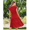 imageZeagoo Womens Summer Casual Dresses Ruffle Sleeve V Neck Midi Dress Flowy Tiered Dress with Pockets Boho SundressesRed