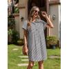 imageZeagoo Womens Summer Dress 2025 Cotton Button Down Short Sleeve Tshirt Dresses Casual Flowy V Neck Loose Mini Beach Dress01blackwhite Stripe