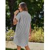 imageZeagoo Womens Summer Dress 2025 Cotton Button Down Short Sleeve Tshirt Dresses Casual Flowy V Neck Loose Mini Beach Dress01blackwhite Stripe