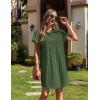 imageZeagoo Womens Summer Dress 2025 Cotton Button Down Short Sleeve Tshirt Dresses Casual Flowy V Neck Loose Mini Beach DressArmy Green