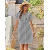 imageZeagoo Womens Summer Dress 2025 Cotton Button Down Short Sleeve Tshirt Dresses Casual Flowy V Neck Loose Mini Beach DressBlackwhite Stripe 02