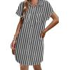 imageZeagoo Womens Summer Dress 2025 Cotton Button Down Short Sleeve Tshirt Dresses Casual Flowy V Neck Loose Mini Beach DressBlackwhite Stripe 02