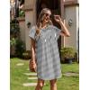 imageZeagoo Womens Summer Dress 2025 Cotton Button Down Short Sleeve Tshirt Dresses Casual Flowy V Neck Loose Mini Beach DressBlackwhite Stripe 02