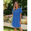 imageZeagoo Womens Summer Dress 2025 Cotton Button Down Short Sleeve Tshirt Dresses Casual Flowy V Neck Loose Mini Beach DressBlue