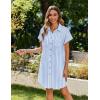 imageZeagoo Womens Summer Dress 2025 Cotton Button Down Short Sleeve Tshirt Dresses Casual Flowy V Neck Loose Mini Beach DressBluewhite Stripe