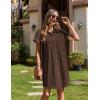 imageZeagoo Womens Summer Dress 2025 Cotton Button Down Short Sleeve Tshirt Dresses Casual Flowy V Neck Loose Mini Beach DressBrown
