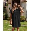imageZeagoo Womens Summer Dress 2025 Cotton Button Down Short Sleeve Tshirt Dresses Casual Flowy V Neck Loose Mini Beach DressClassic Black