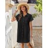 imageZeagoo Womens Summer Dress 2025 Cotton Button Down Short Sleeve Tshirt Dresses Casual Flowy V Neck Loose Mini Beach DressClassic Black