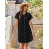 imageZeagoo Womens Summer Dress 2025 Cotton Button Down Short Sleeve Tshirt Dresses Casual Flowy V Neck Loose Mini Beach DressClassic Black