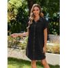 imageZeagoo Womens Summer Dress 2025 Cotton Button Down Short Sleeve Tshirt Dresses Casual Flowy V Neck Loose Mini Beach DressClassic Black