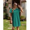 imageZeagoo Womens Summer Dress 2025 Cotton Button Down Short Sleeve Tshirt Dresses Casual Flowy V Neck Loose Mini Beach DressGreeen 02