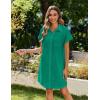 imageZeagoo Womens Summer Dress 2025 Cotton Button Down Short Sleeve Tshirt Dresses Casual Flowy V Neck Loose Mini Beach DressGreen