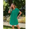 imageZeagoo Womens Summer Dress 2025 Cotton Button Down Short Sleeve Tshirt Dresses Casual Flowy V Neck Loose Mini Beach DressGreen
