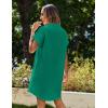 imageZeagoo Womens Summer Dress 2025 Cotton Button Down Short Sleeve Tshirt Dresses Casual Flowy V Neck Loose Mini Beach DressGreen