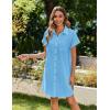 imageZeagoo Womens Summer Dress 2025 Cotton Button Down Short Sleeve Tshirt Dresses Casual Flowy V Neck Loose Mini Beach DressLight Blue